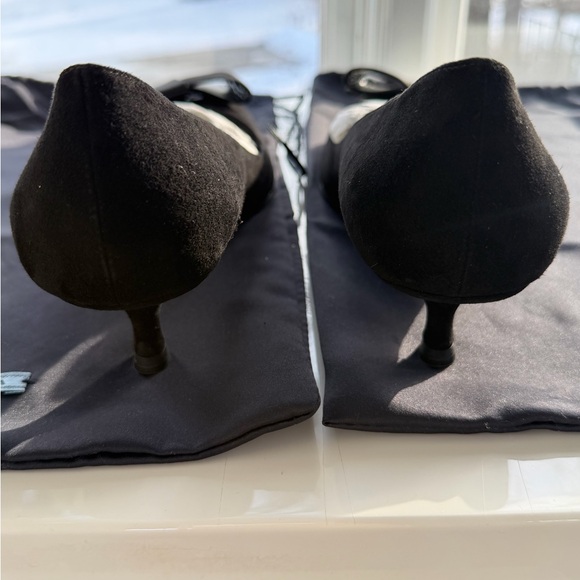 Prada Black Satin Bow Kitten Heels - Picture 3 of 7